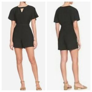 Banana Republic Romper Womens 8P Black Classic Modern Tailored Preppy Minimalist